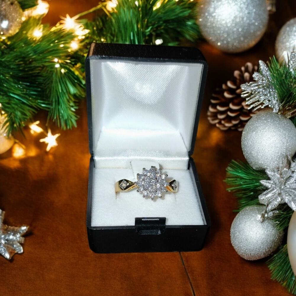 Two tone Cubic zirconia 14kt Gold plated ring size 10.75